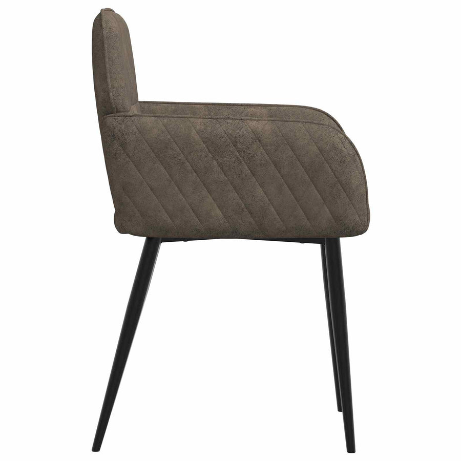 Eettafelstoelen 6 pcs Nep Suede Leer Donkergrijs