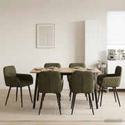 Eetkamerstoelen 6 stuks legergroen nep suède