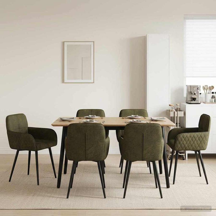 Eettafelstoelen 6 pcs Nep Suede Leer Legergroen