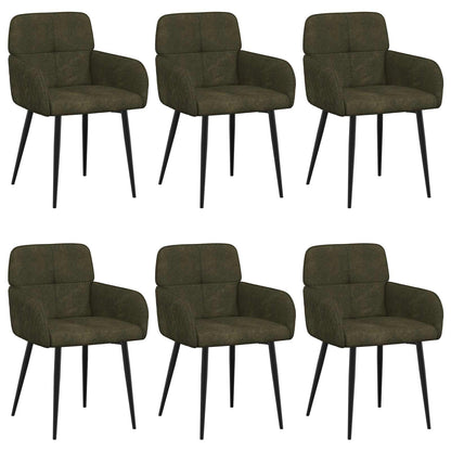 Eettafelstoelen 6 pcs Nep Suede Leer Legergroen