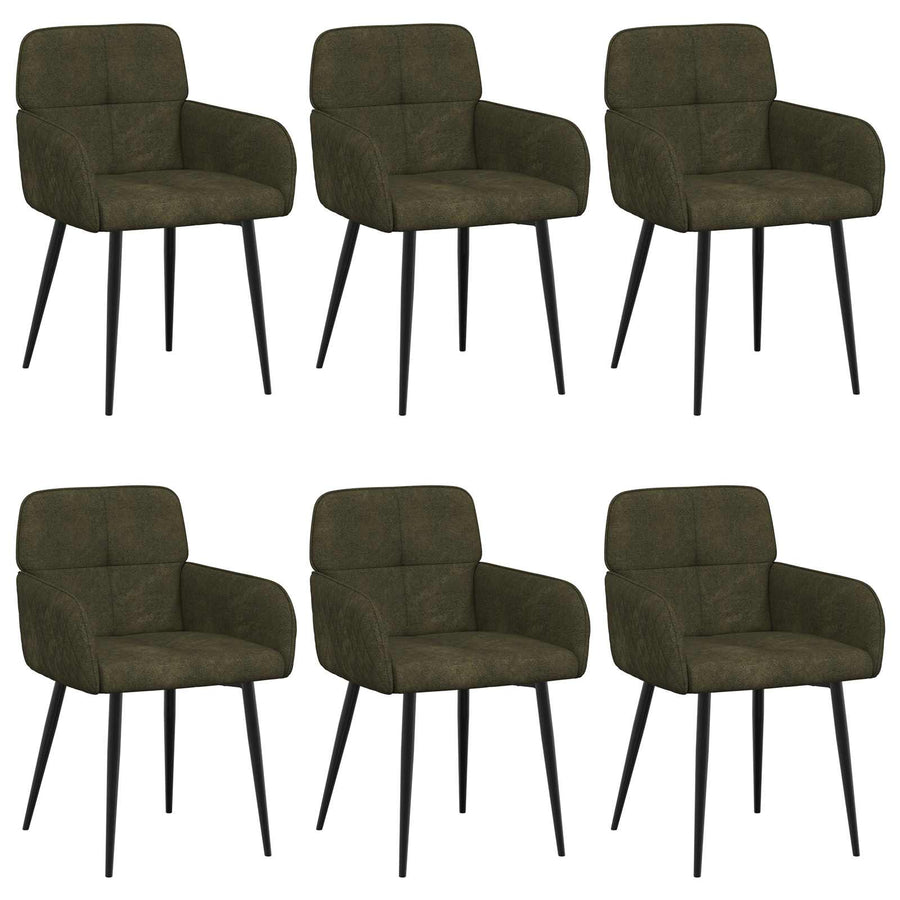Eettafelstoelen 6 pcs Nep Suede Leer Legergroen