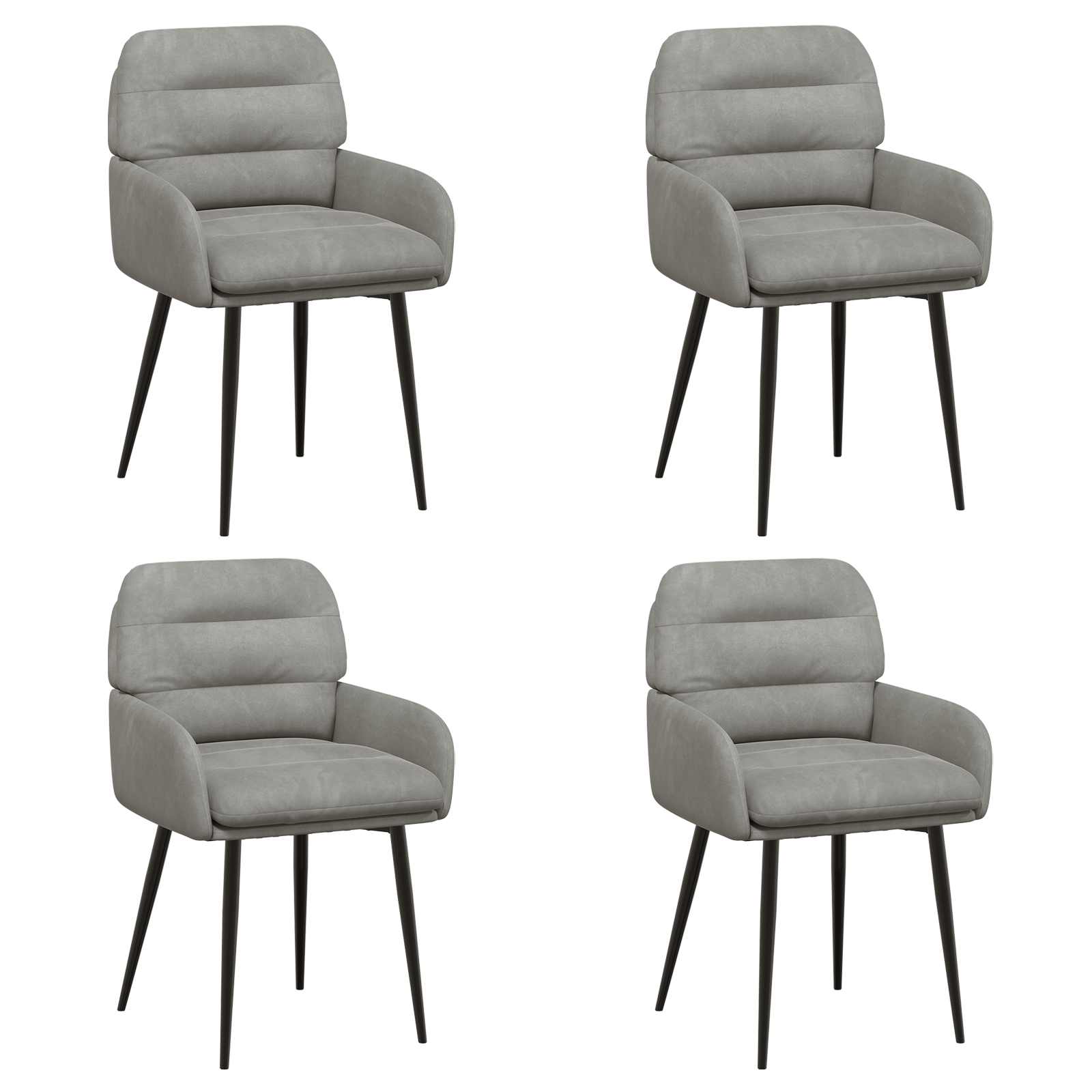 Eettafelstoelen 4 pcs fluweel Lichtgrijs 59 x 59,5 x 90 cm
