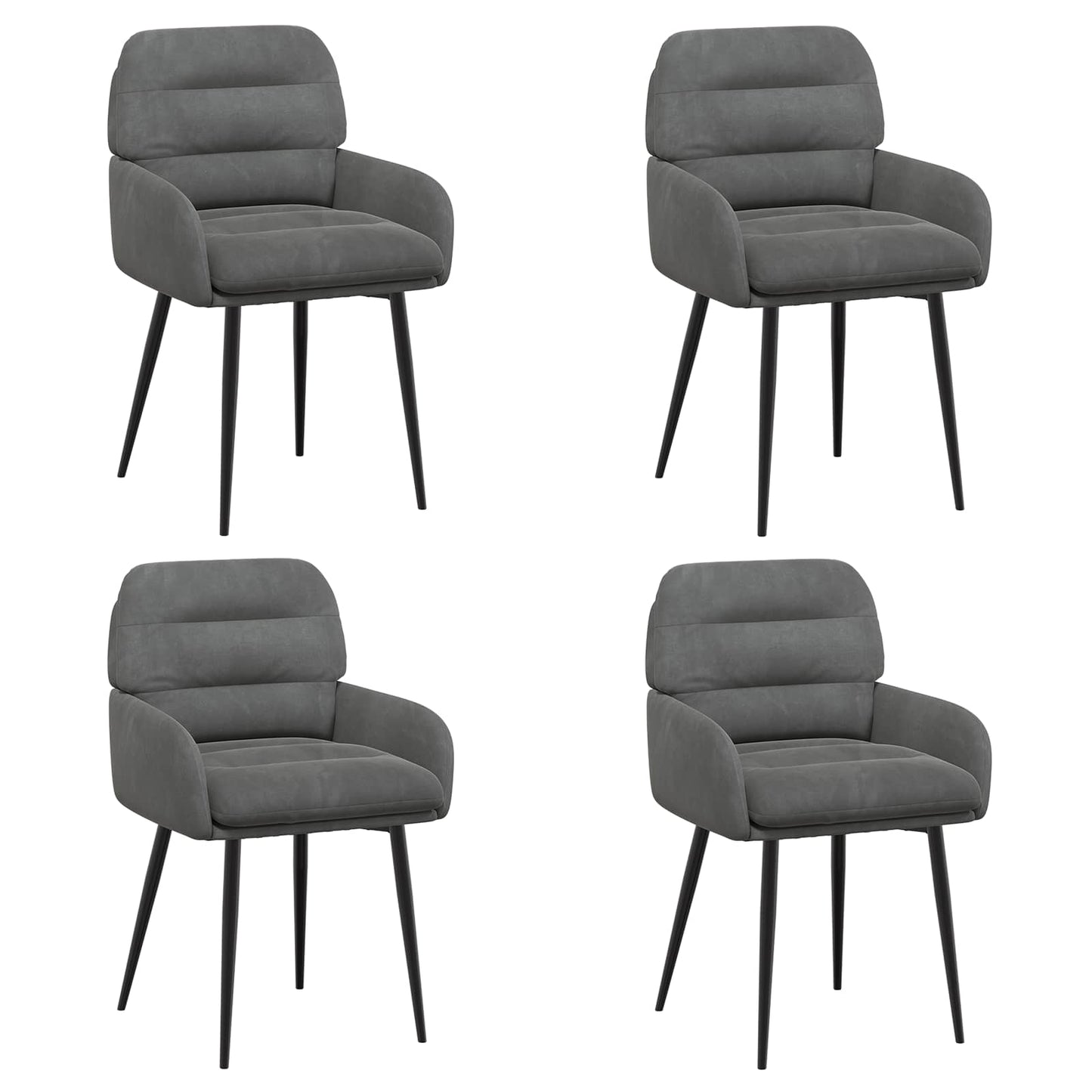 Eettafelstoelen 4 pcs fluweel Donkergrijs 59 x 59,5 x 90 cm