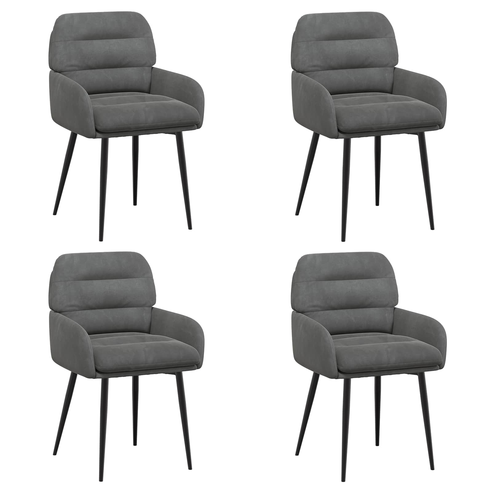 Eettafelstoelen 4 pcs fluweel Donkergrijs 59 x 59,5 x 90 cm