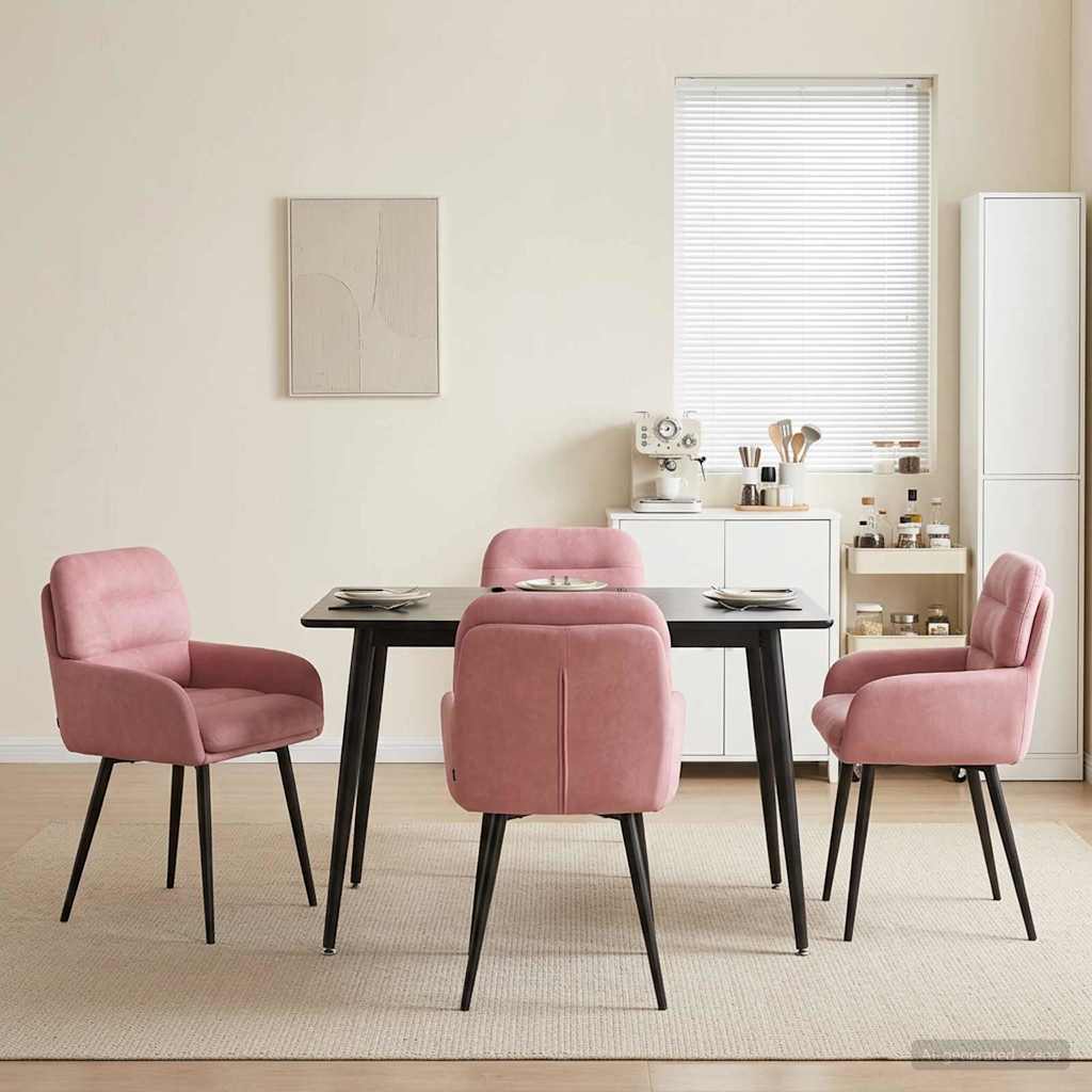 Eettafelstoelen 4 pcs fluweel Roze 59 x 59,5 x 90 cm