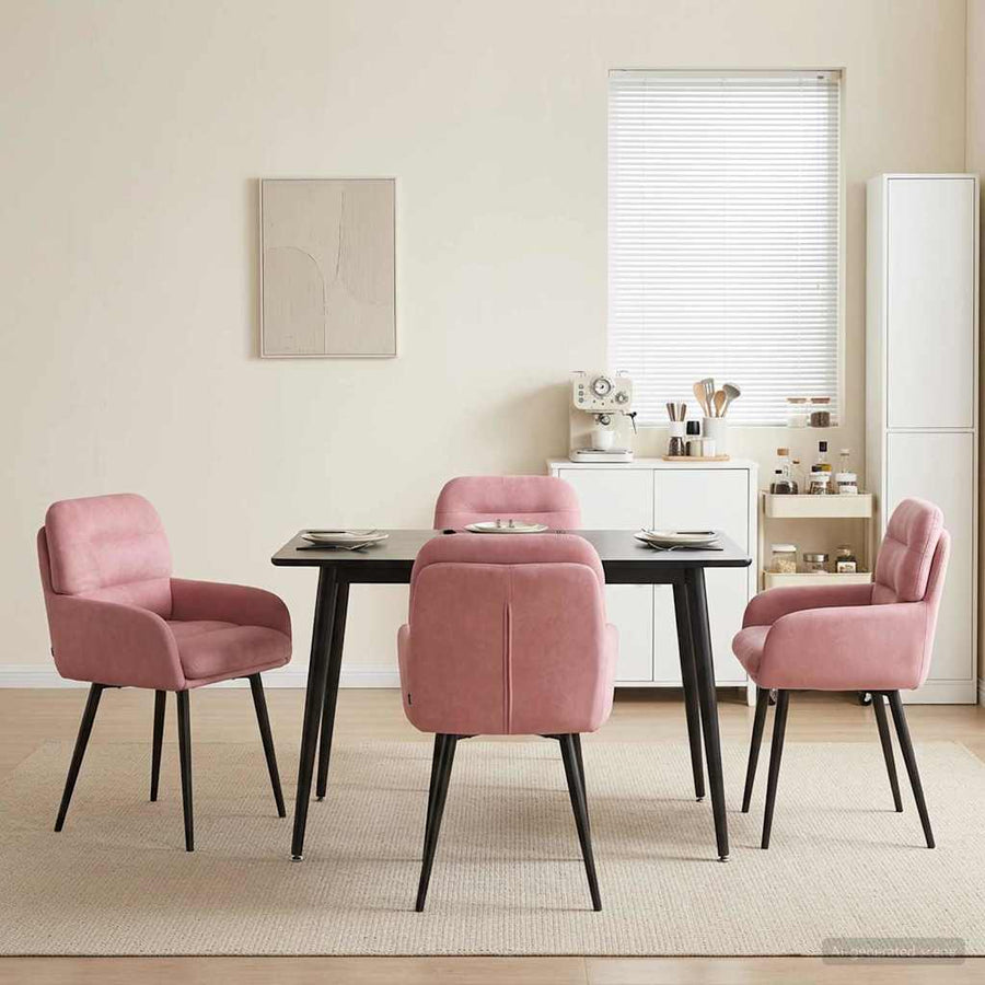 Eettafelstoelen 4 pcs fluweel Roze 59 x 59,5 x 90 cm
