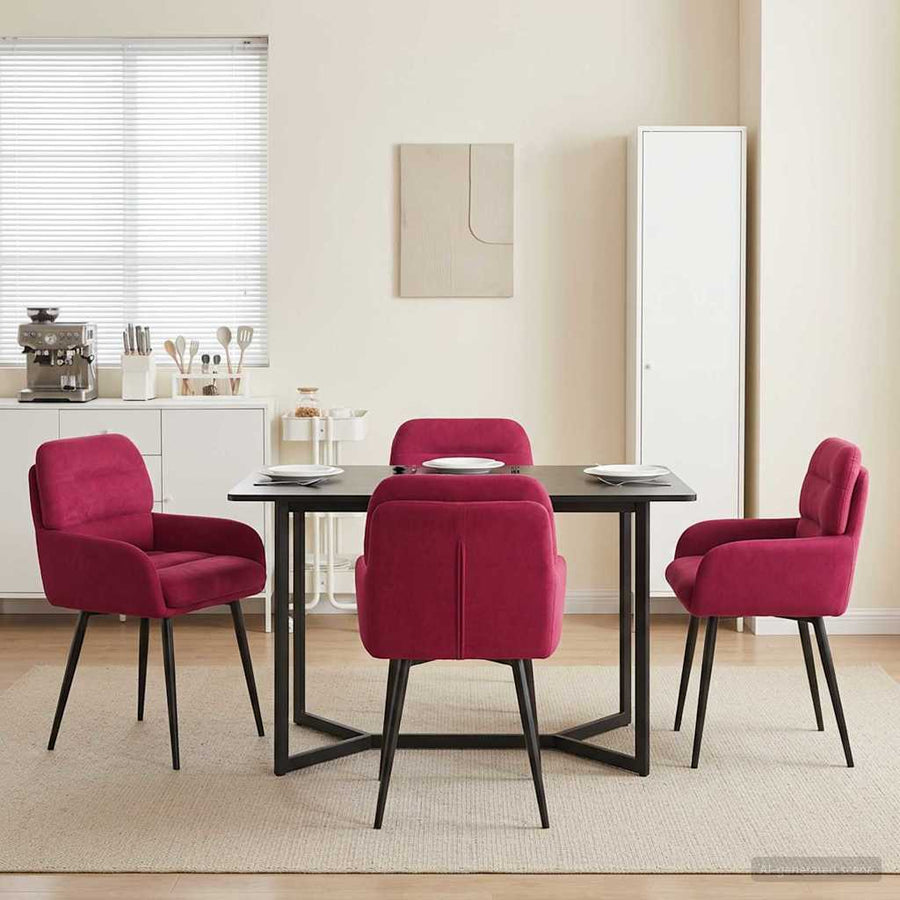 Eettafelstoelen 4 pcs fluweel Wijnrood 59 x 59,5 x 90 cm