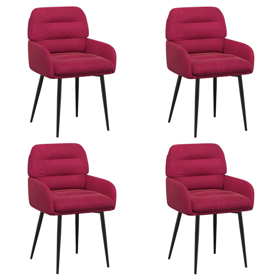 Eettafelstoelen 4 pcs fluweel Wijnrood 59 x 59,5 x 90 cm