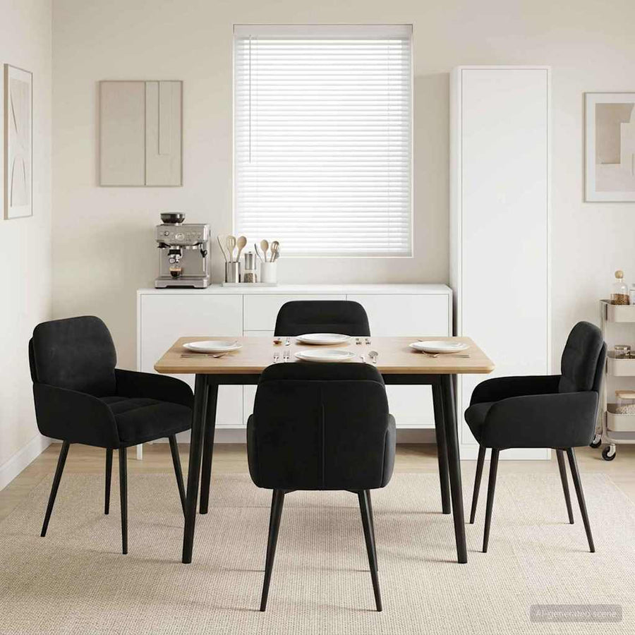 Eettafelstoelen 4 pcs fluweel Zwart 59 x 59,5 x 90 cm