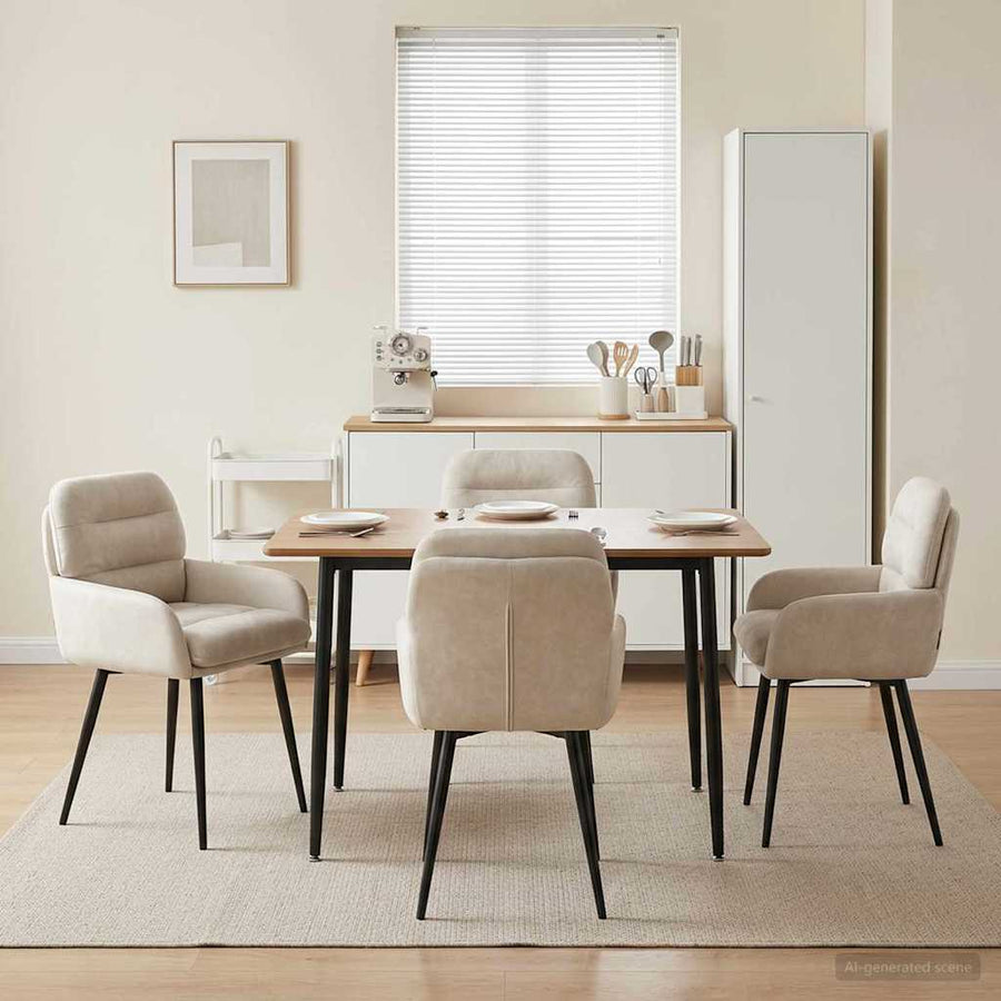 Eettafelstoelen 4 pcs fluweel Crèmekleurig 59 x 59,5 x 90 cm