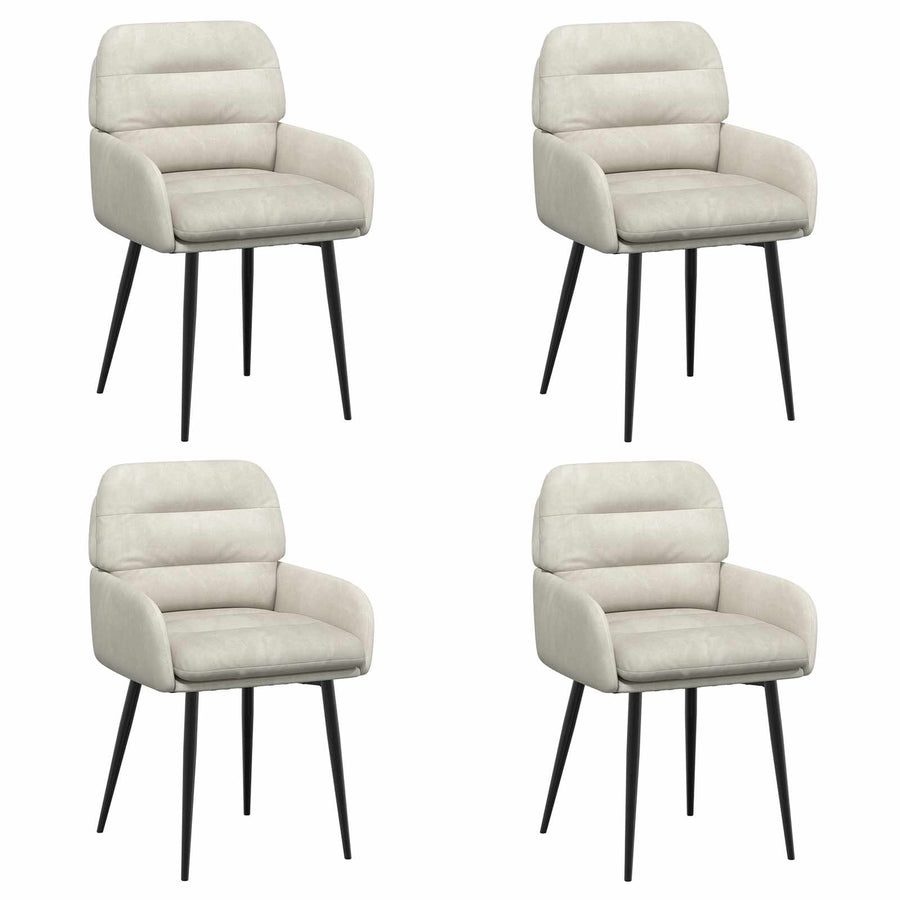 Eettafelstoelen 4 pcs fluweel Crèmekleurig 59 x 59,5 x 90 cm