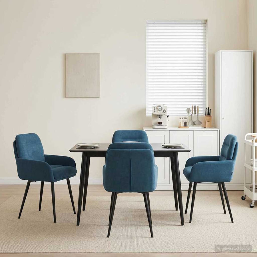 Eettafelstoelen 4 pcs fluweel Blauw 59 x 59,5 x 90 cm