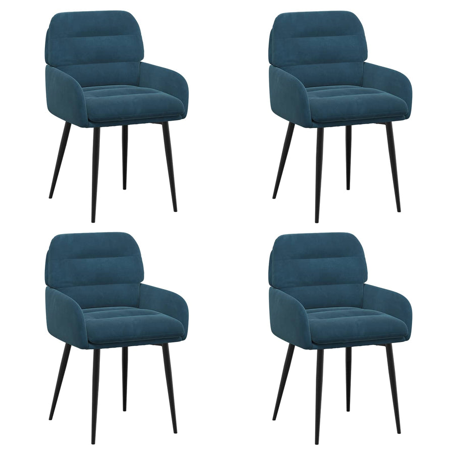 Eettafelstoelen 4 pcs fluweel Blauw 59 x 59,5 x 90 cm