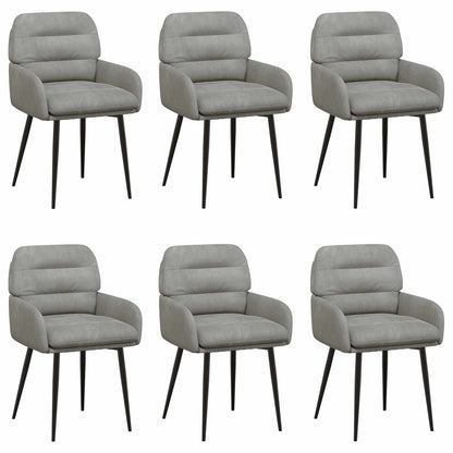 Eettafelstoelen 6 pcs fluweel Lichtgrijs 59 x 59,5 x 90 cm