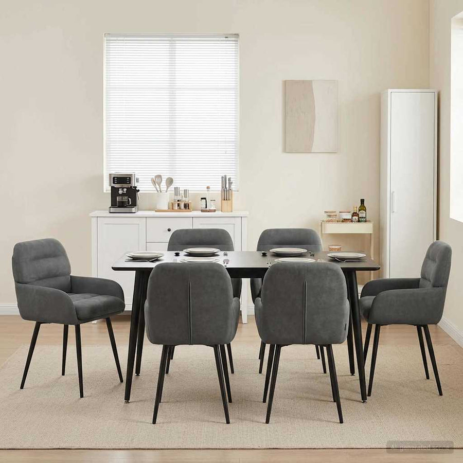 Eettafelstoelen 6 pcs fluweel Donkergrijs 59 x 59,5 x 90 cm
