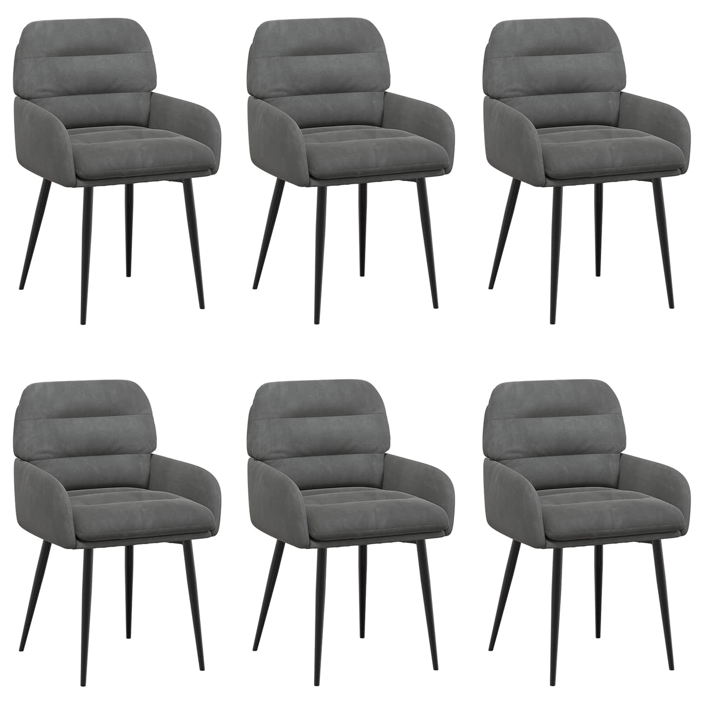 Eettafelstoelen 6 pcs fluweel Donkergrijs 59 x 59,5 x 90 cm