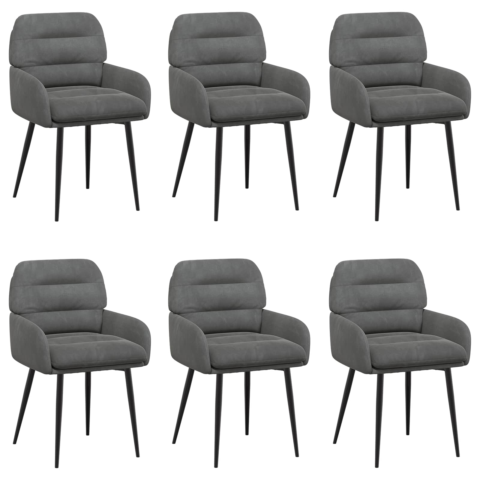 Eettafelstoelen 6 pcs fluweel Donkergrijs 59 x 59,5 x 90 cm