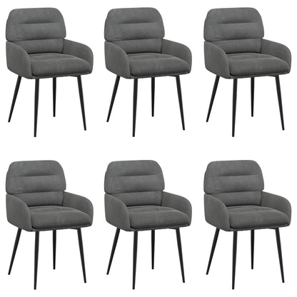 Eettafelstoelen 6 pcs fluweel Donkergrijs 59 x 59,5 x 90 cm