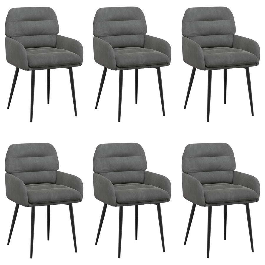 Eettafelstoelen 6 pcs fluweel Donkergrijs 59 x 59,5 x 90 cm