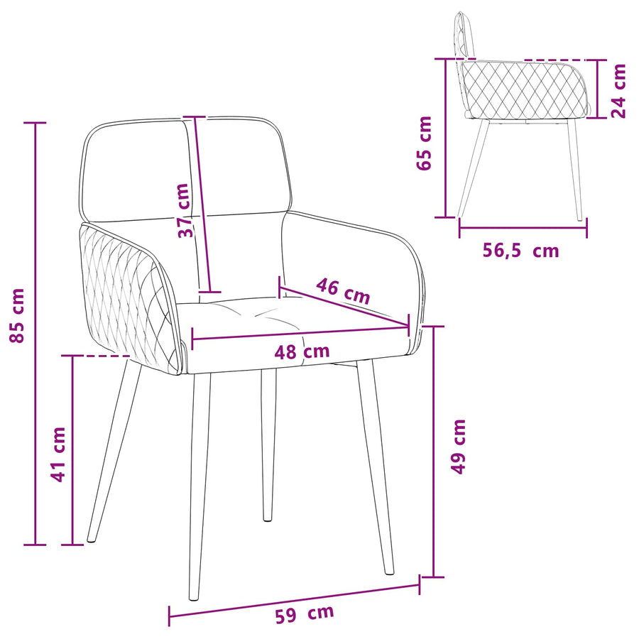 Eettafelstoelen 6 pcs fluweel Donkergrijs 59 x 59,5 x 90 cm