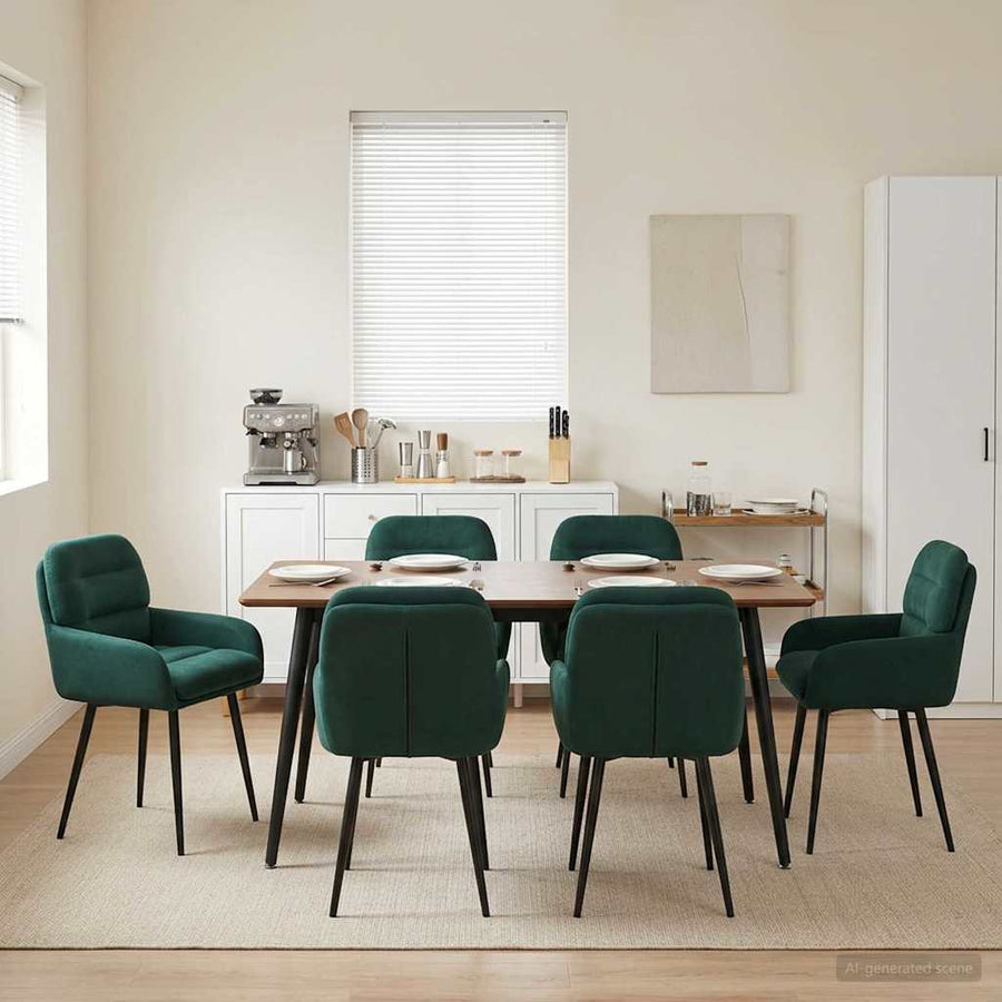 Eettafelstoelen 6 pcs fluweel Donkergroen 59 x 59,5 x 90 cm