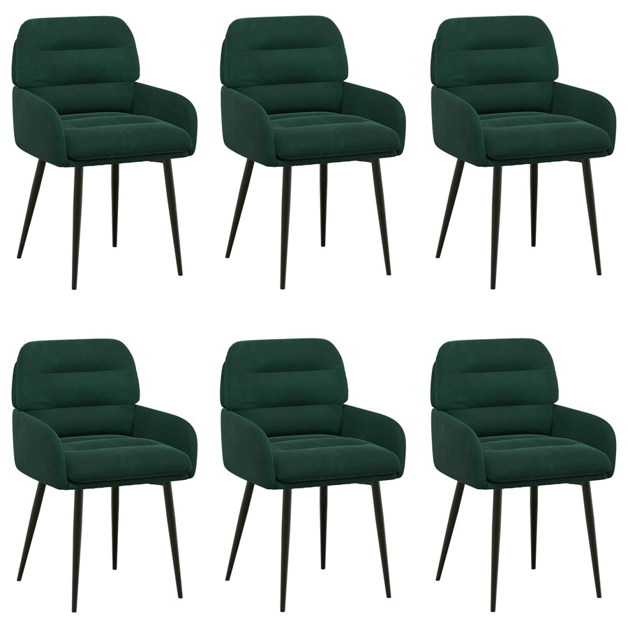 Eettafelstoelen 6 pcs fluweel Donkergroen 59 x 59,5 x 90 cm