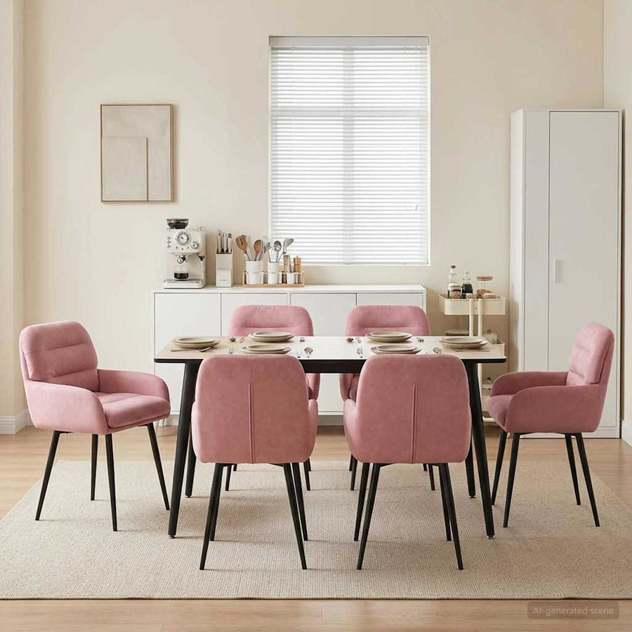 Eettafelstoelen 6 pcs fluweel Roze 59 x 59,5 x 90 cm