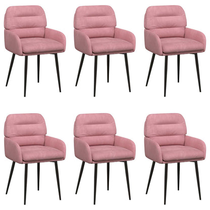 Eettafelstoelen 6 pcs fluweel Roze 59 x 59,5 x 90 cm