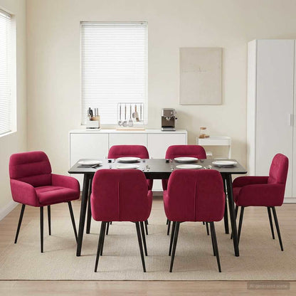 Eettafelstoelen 6 pcs fluweel Wijnrood 59 x 59,5 x 90 cm