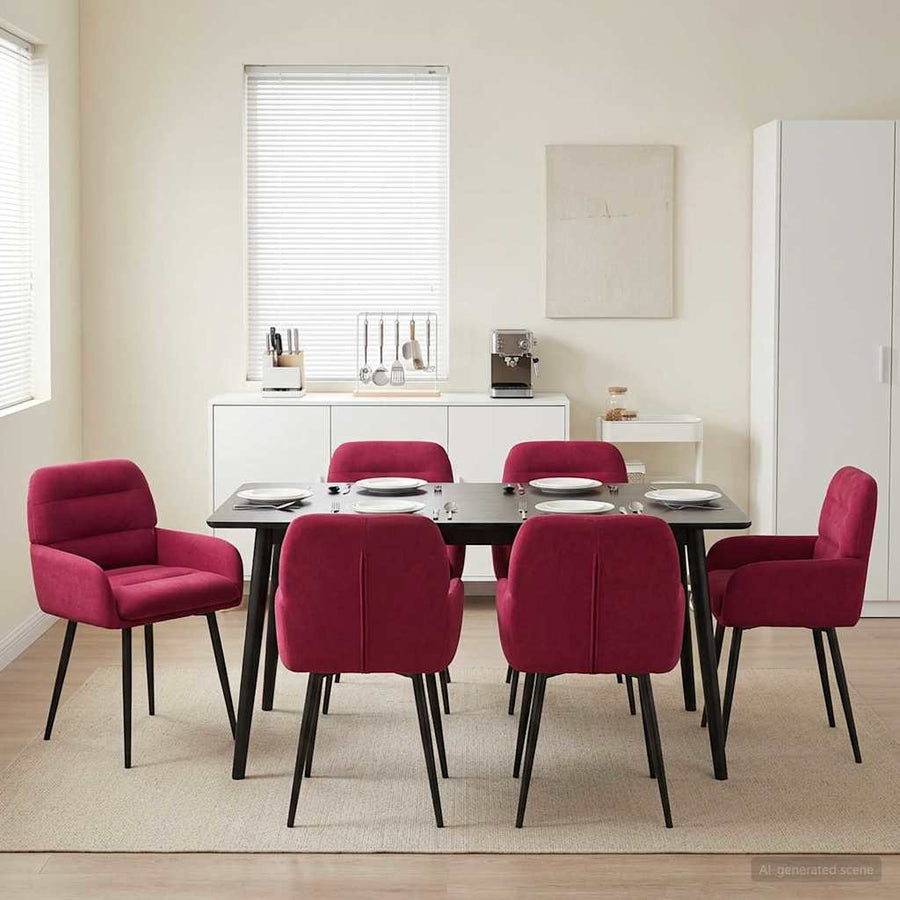 Eettafelstoelen 6 pcs fluweel Wijnrood 59 x 59,5 x 90 cm