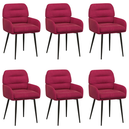 Eettafelstoelen 6 pcs fluweel Wijnrood 59 x 59,5 x 90 cm