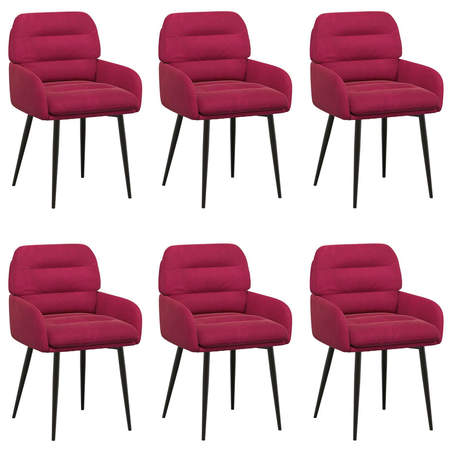 Eettafelstoelen 6 pcs fluweel Wijnrood 59 x 59,5 x 90 cm