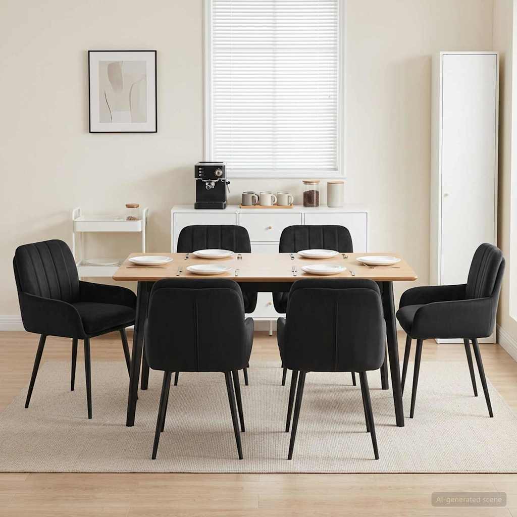 Eettafelstoelen 6 pcs fluweel Zwart 59 x 59,5 x 90 cm