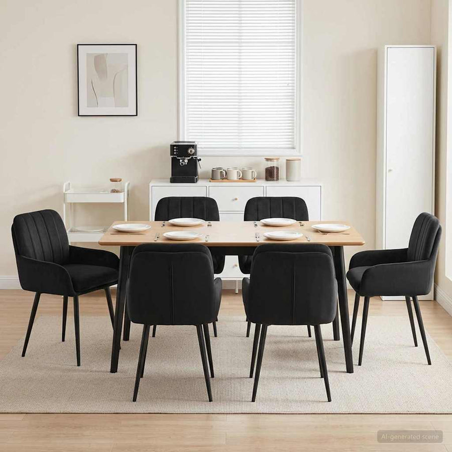Eettafelstoelen 6 pcs fluweel Zwart 59 x 59,5 x 90 cm