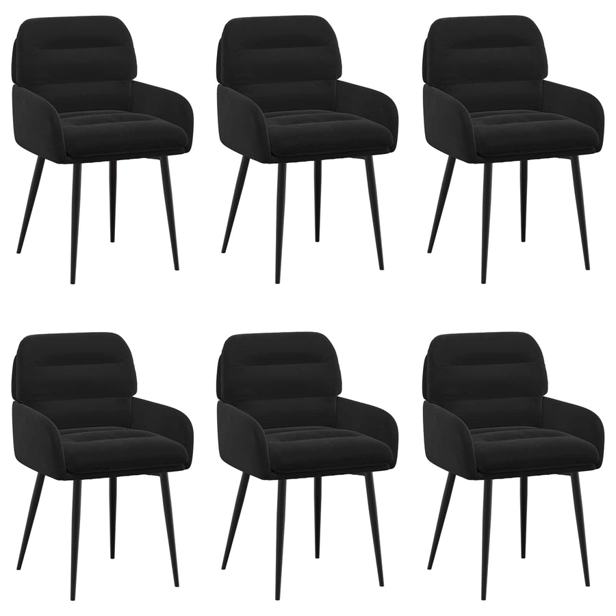 Eettafelstoelen 6 pcs fluweel Zwart 59 x 59,5 x 90 cm