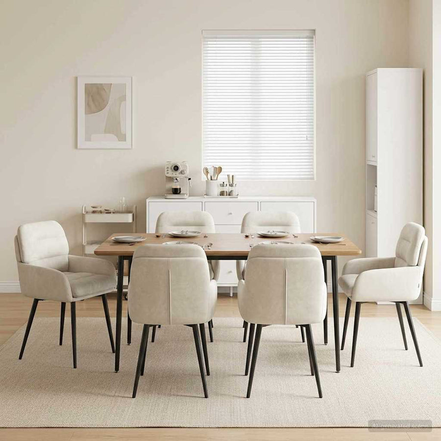 Eettafelstoelen 6 pcs fluweel Crèmekleurig 59 x 59,5 x 90 cm