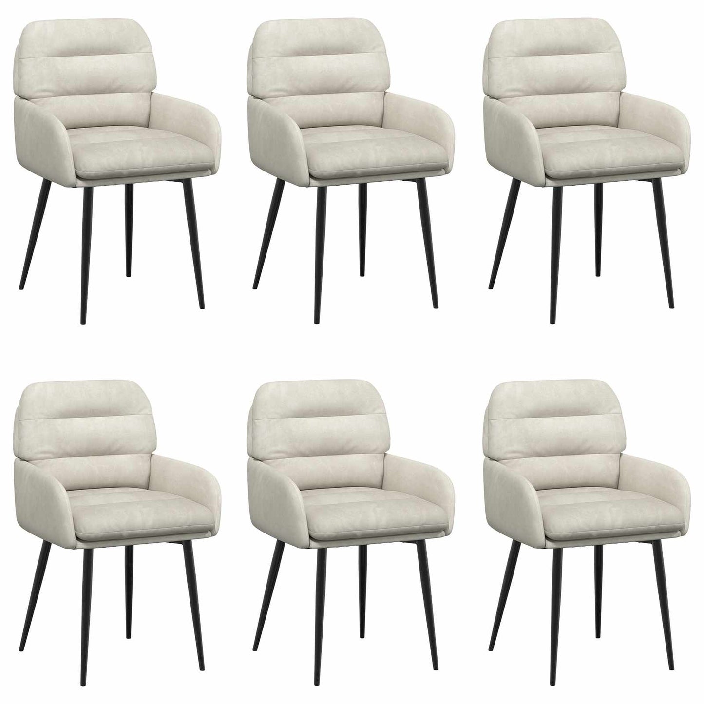 Eettafelstoelen 6 pcs fluweel Crèmekleurig 59 x 59,5 x 90 cm
