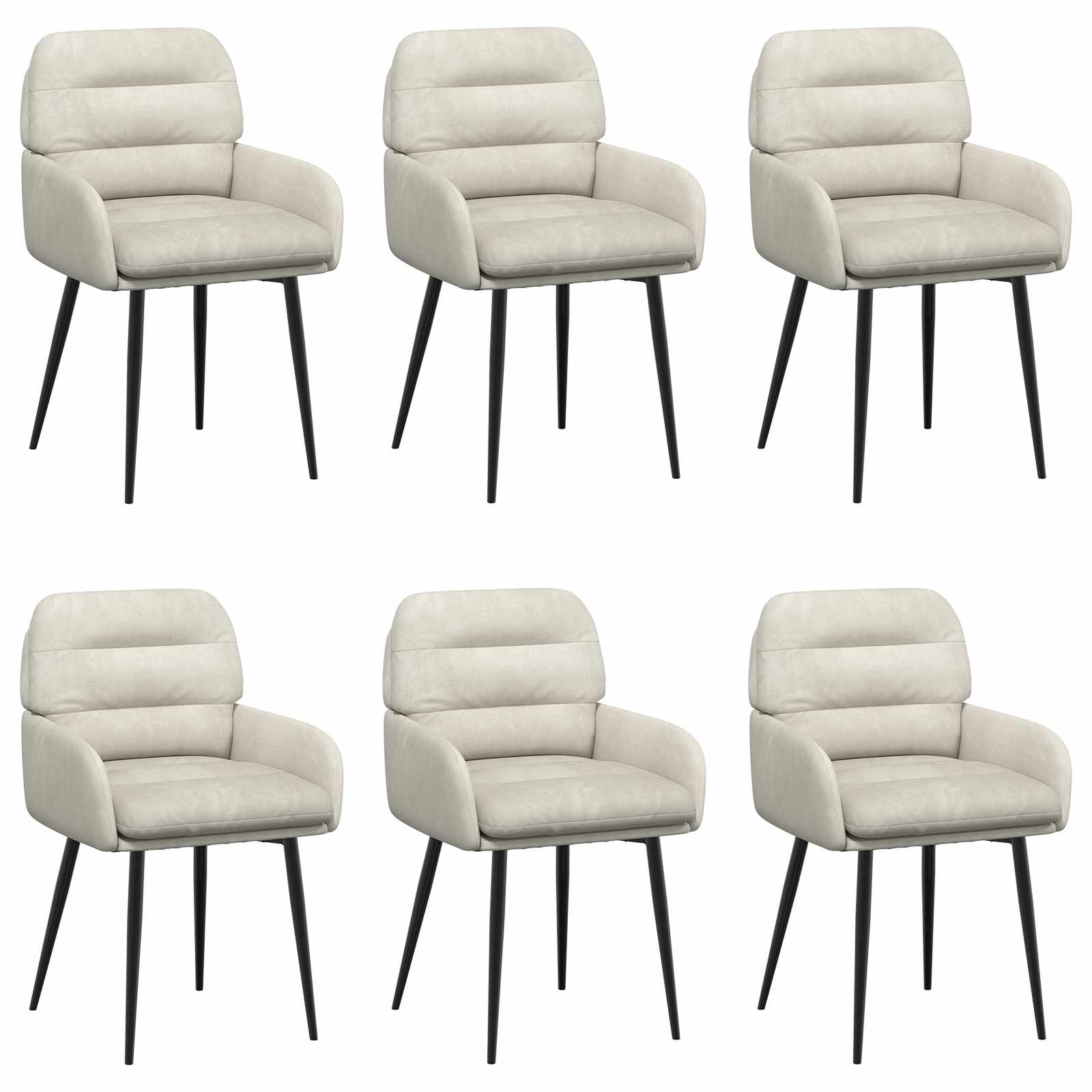Eettafelstoelen 6 pcs fluweel Crèmekleurig 59 x 59,5 x 90 cm