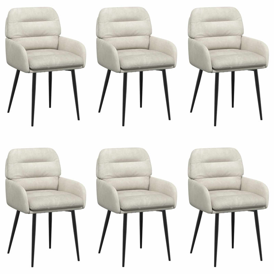 Eettafelstoelen 6 pcs fluweel Crèmekleurig 59 x 59,5 x 90 cm