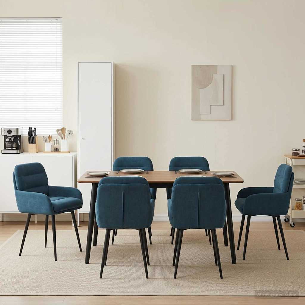 Eettafelstoelen 6 pcs fluweel Blauw 59 x 59,5 x 90 cm