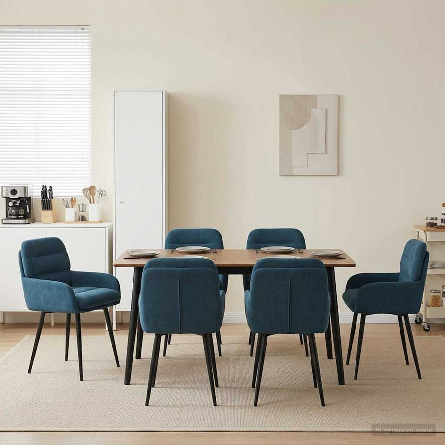 Eettafelstoelen 6 pcs fluweel Blauw 59 x 59,5 x 90 cm