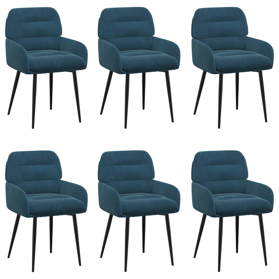 Eettafelstoelen 6 pcs fluweel Blauw 59 x 59,5 x 90 cm