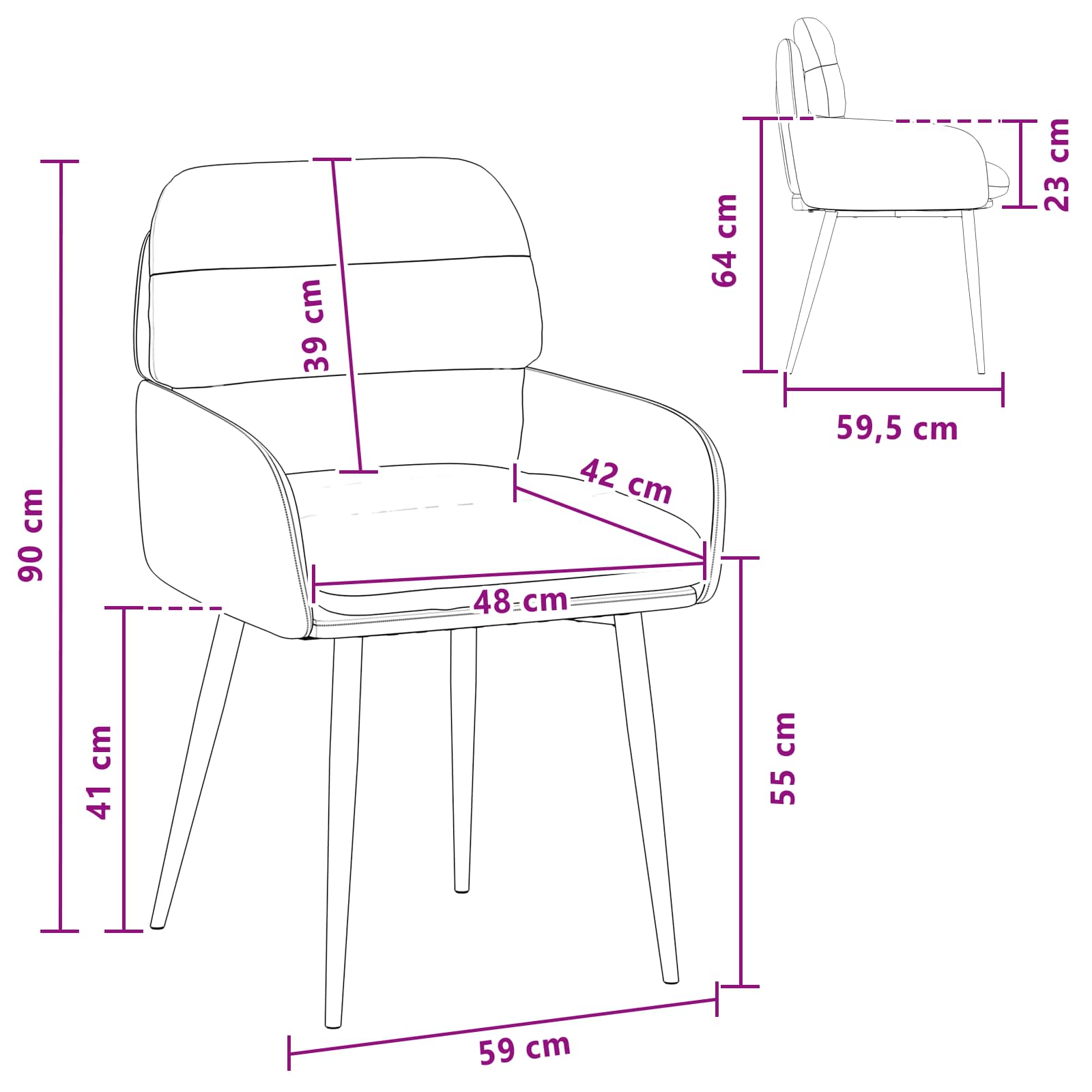 Eettafelstoelen 6 pcs fluweel Blauw 59 x 59,5 x 90 cm