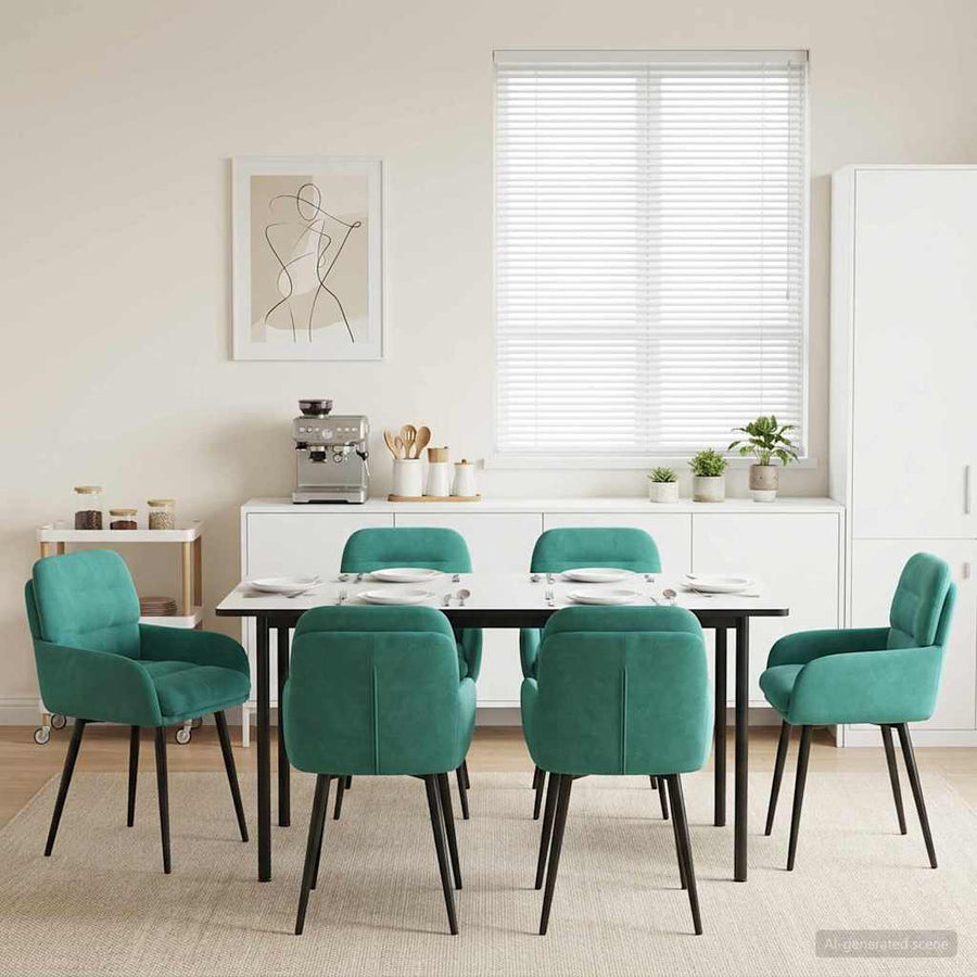 Eettafelstoelen 6 pcs fluweel Turquoise 59 x 59,5 x 90 cm