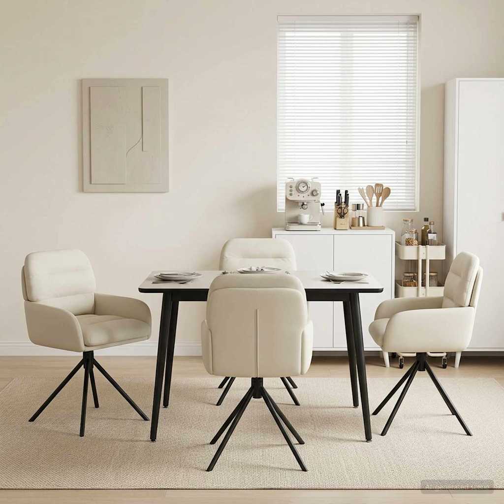 Draai Eetstoelen 4 pcs Kunstleer Crèmekleurig 59 x 59,5 x 90 cm
