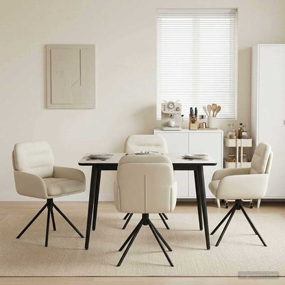 Draai Eetstoelen 4 pcs Kunstleer Crèmekleurig 59 x 59,5 x 90 cm