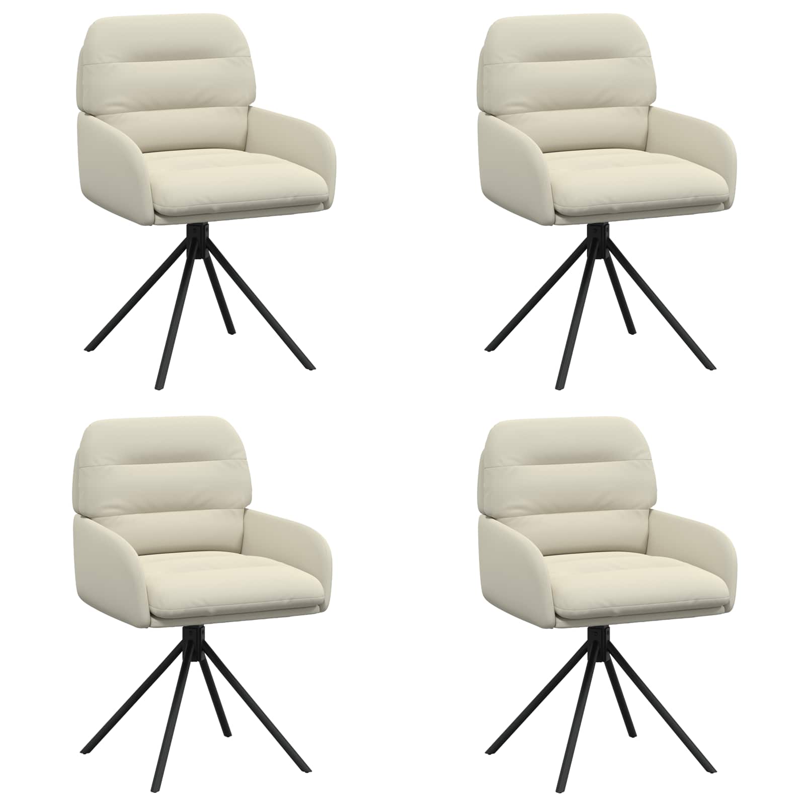 Draai Eetstoelen 4 pcs Kunstleer Crèmekleurig 59 x 59,5 x 90 cm