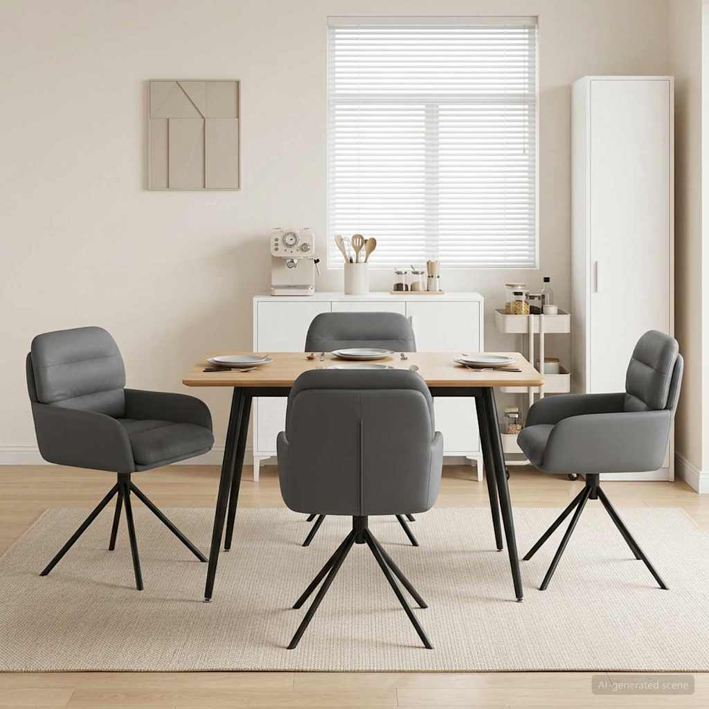 Draai Eetstoelen 4 pcs Kunstleer Grijs 59 x 59,5 x 90 cm