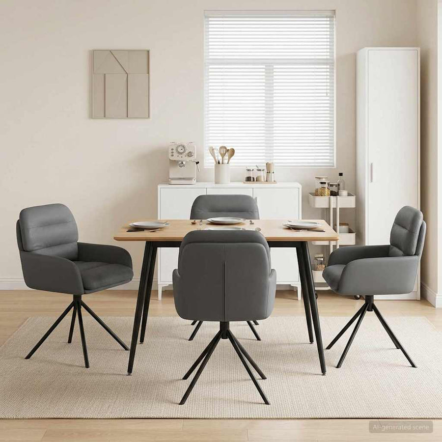 Draai Eetstoelen 4 pcs Kunstleer Grijs 59 x 59,5 x 90 cm