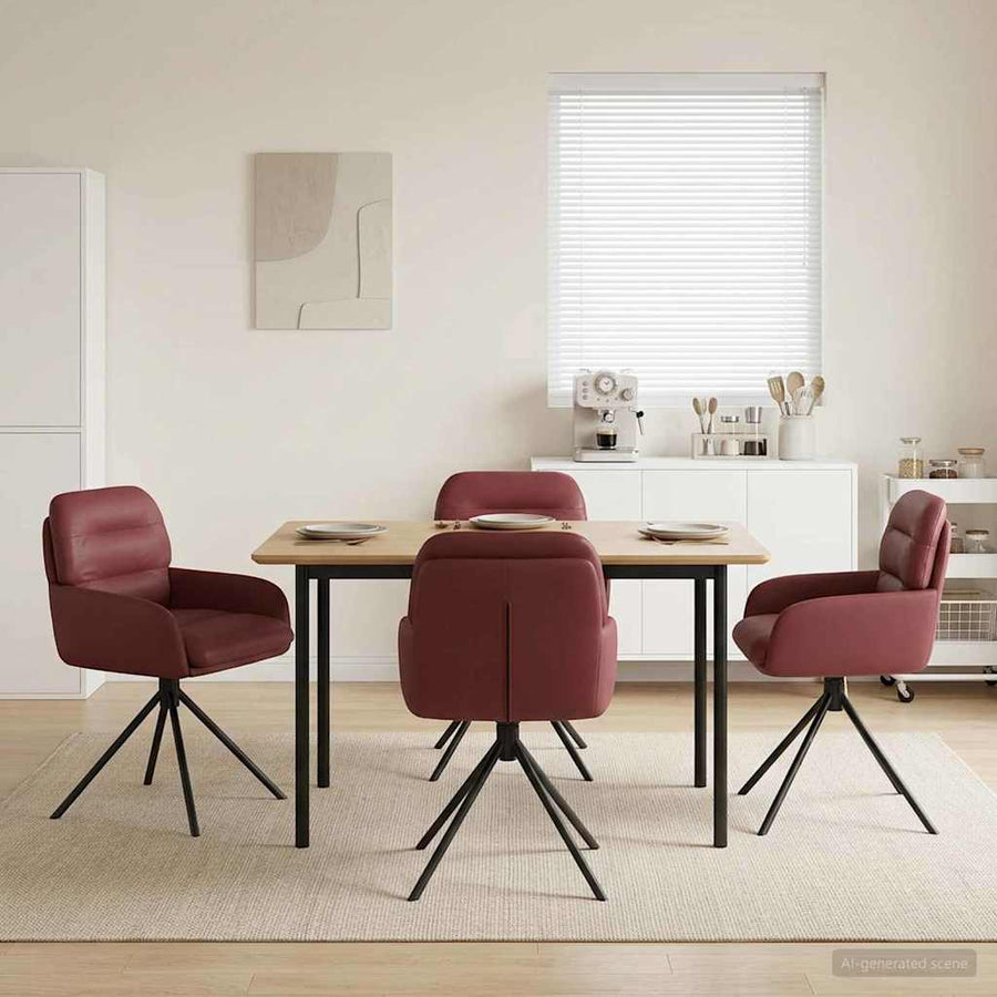 Draai Eetstoelen 4 pcs Kunstleer Wijnrood 59 x 59,5 x 90 cm
